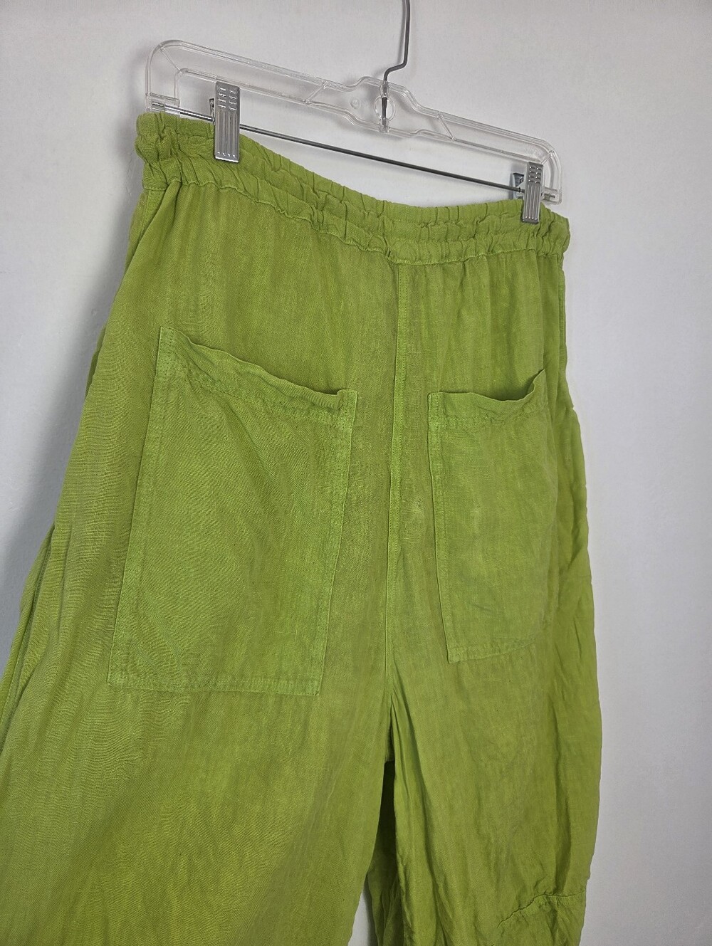 Studio Rundholz 100% Linen Lagenlook Barrel Leg Pants Lime Neon Green Poland S - Picture 5 of 10